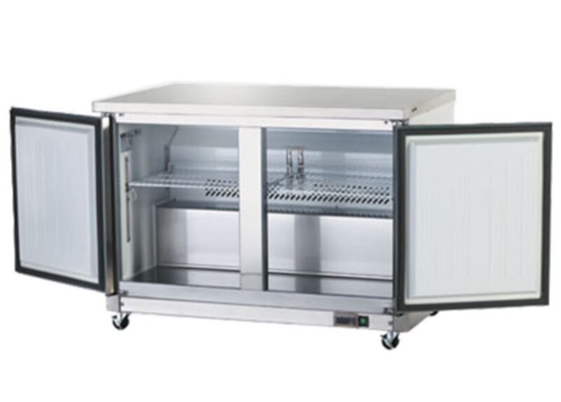 SS 2 door undercounter freezer open