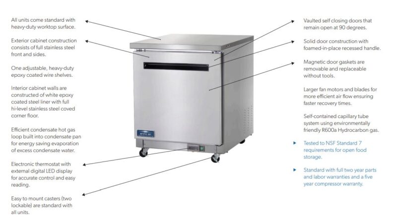 SS undercounter cooler features