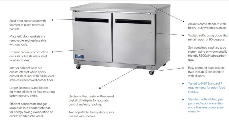 SS undercounter freezer features