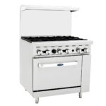 atosa agr6b gas range oven with 6 burner cook top side front