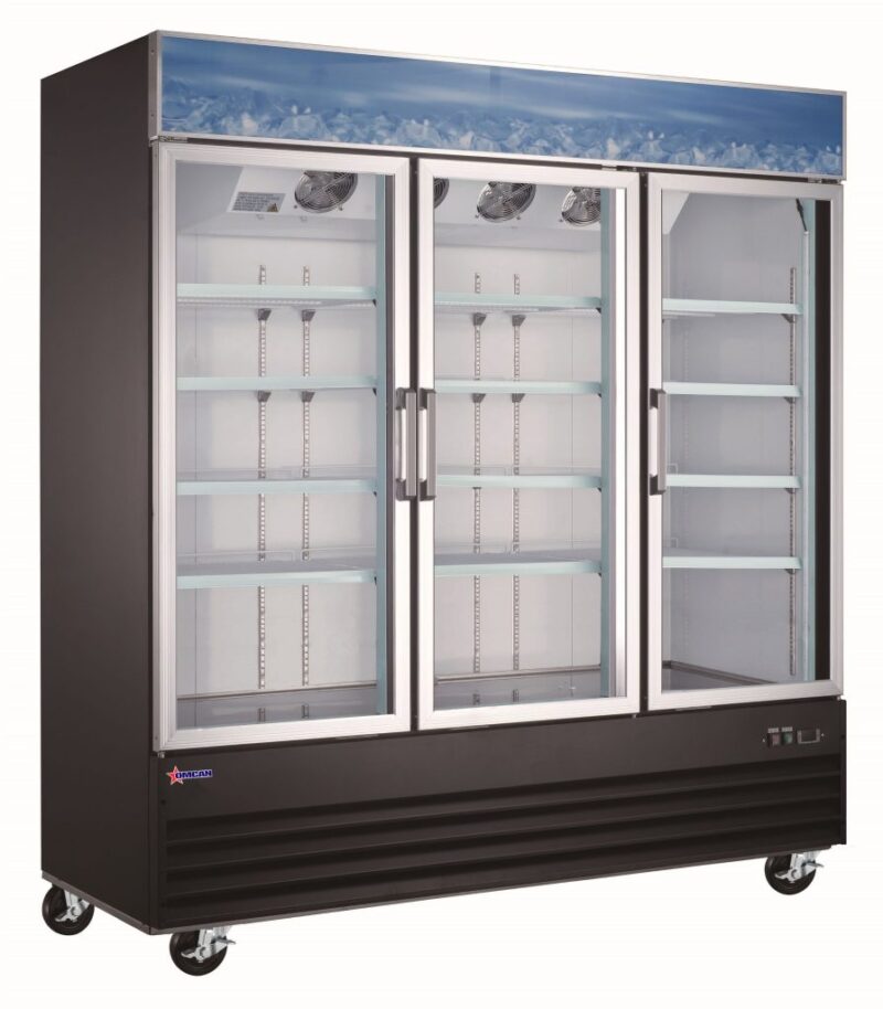 black 3 glass door cooler