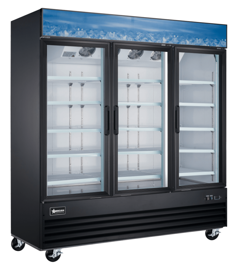 black 3 glass door cooler