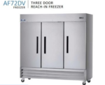 3 door solid stainless steel upright cooler with doors closed