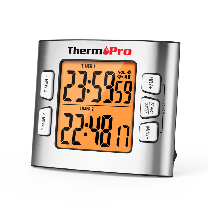 ThermoPro LCD Dual Kitchen Timer with Backlit Display TM02W