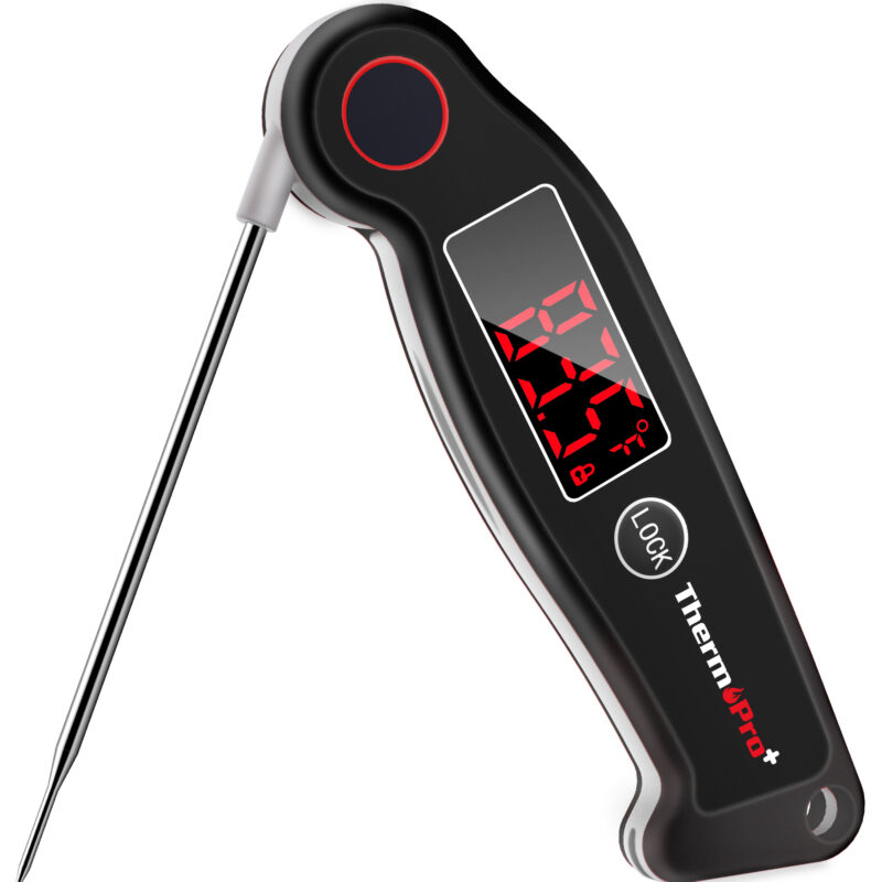 ThermoPro Digital Waterproof Instant-Read Meat Thermometer with Auto-Adjusting LED Display TP19W
