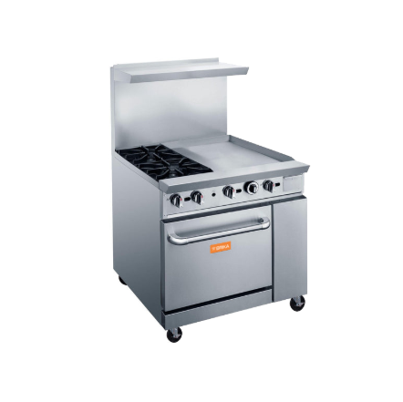 36 Gas Range Double Oven With 24 Griddle and 2 Burners, LPG or NG, BGR 2B G24