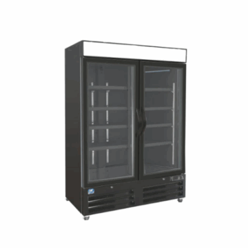 49 Upright Glass 2 Door Black Merchandiser Refrigerator Cold Zone CZ R49 G2S B