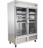 49 Upright Glass 2 Door Merchandiser Refrigerator Stainless Steel Exterior Cold Zone CZ 49RS G2
