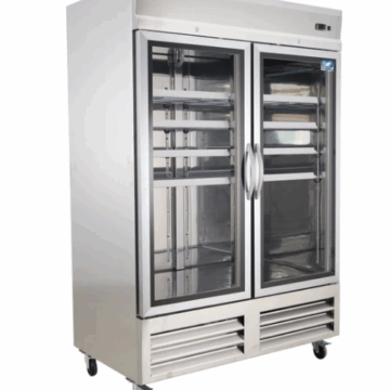 49 Upright Glass 2 Door Merchandiser Refrigerator Stainless Steel Exterior Cold Zone CZ 49RS G2