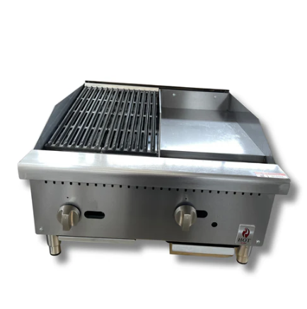 24 Countertop Combination Gas Charbroiler and Griddle, NG or LP Hot Zone HZ 12C12G For Sale Canada