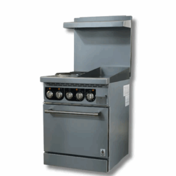 24 Wide Electric Range With 2 Hot Plates and 12 Griddle 208 or 240 Volt, 1 or 3 Phase, Hot Zone HZ ER24 12G