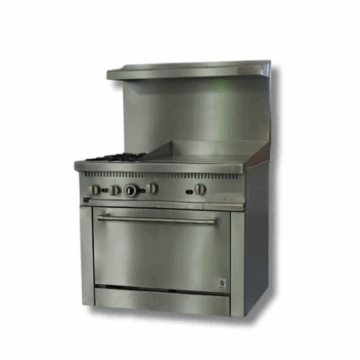 24 x 24 Griddle 4 Burner LPG or NG, Gas Range w Built in Convection Oven Hot Zone HZ CR36 24MG