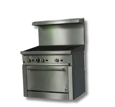 36 Wide Gas Range Charbroiler, With Built in Convection Oven, LP or NG, Hot Zone HZ CR36 36CB