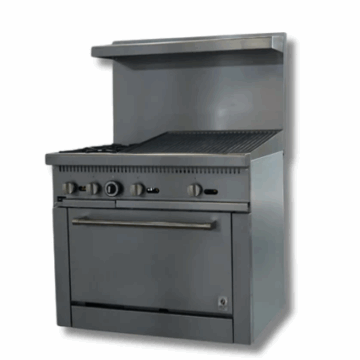 36 Wide Gas Range With 24 Charbroiler, 2 Hot Plates & Built in Convection Oven, LP or NG, Hot Zone HZ CR36 24CB