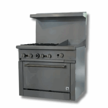 36 with 12 Griddle 4 Burner Stove Top, LP or NG Gas Range & Built in Convection Oven, Hot Zone HZ CR36 12MG