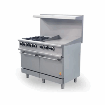 48 Wide Gas Range With 24 Griddle Thermostat, 4 Hot Plates & Built in Convection Oven, LP or NG, Hot Zone HZ CR48 24TG